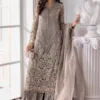 Maria B - Steel Grey Embroidered Partywear Dress