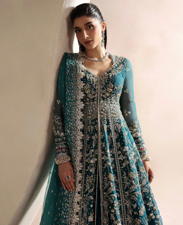 Republic-Teal Green Luxury Embroidered Bridal Dress