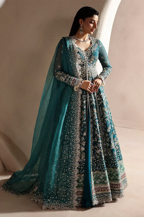Republic-Teal Green Luxury Embroidered Bridal Dress