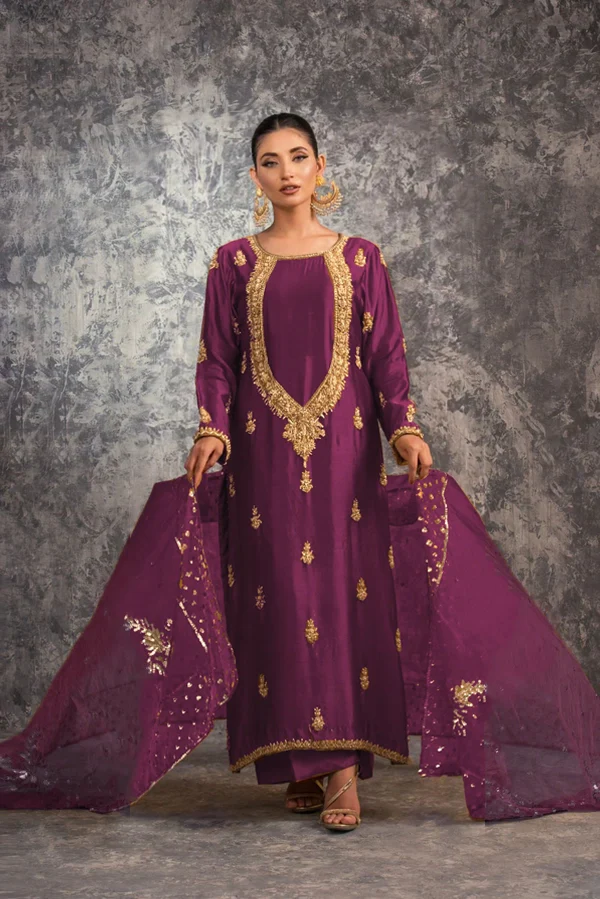 Sehrish Nadeem Miral | Luxury Emerald Green Embroidered Formal Dress