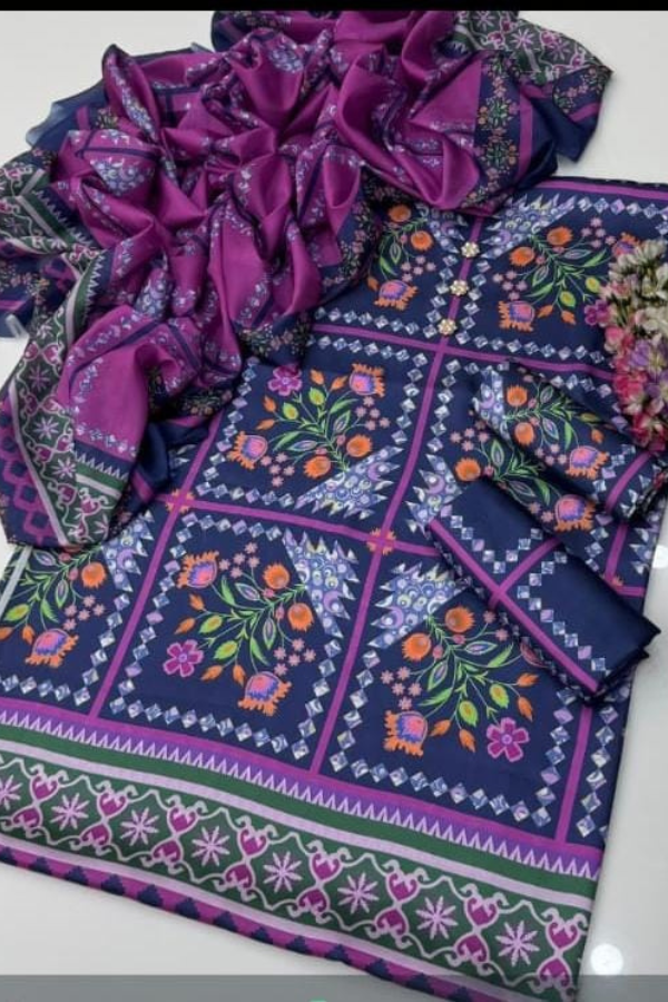 Tie N Die Digital Printed Silk 3 Piece Suit