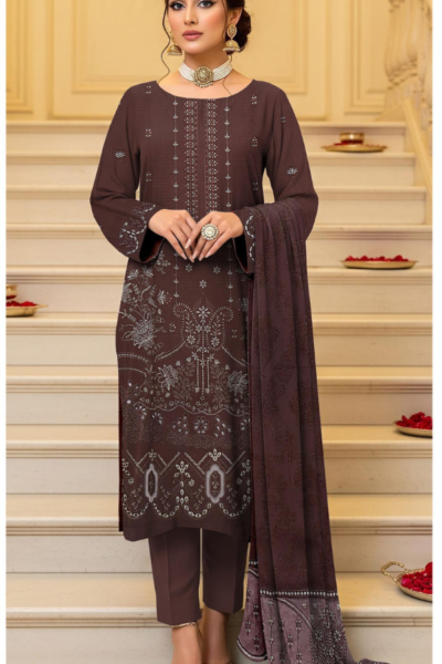 ana Doria Dhanak Heavy Embroidered 3PC Suit 