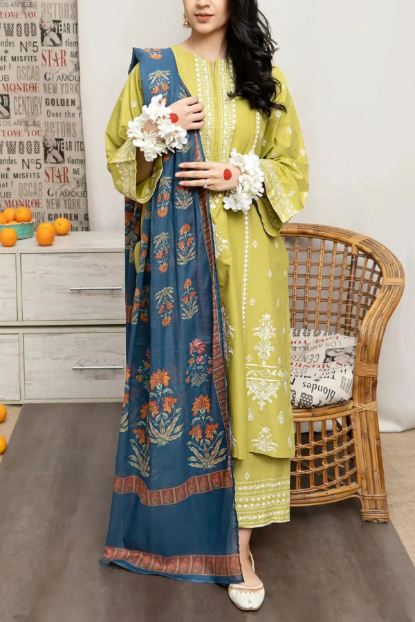Urge-3pc Embroidered Dhanak winter Dress