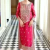 Waqar Asghar - Hot Pink Luxury Partywear Dress