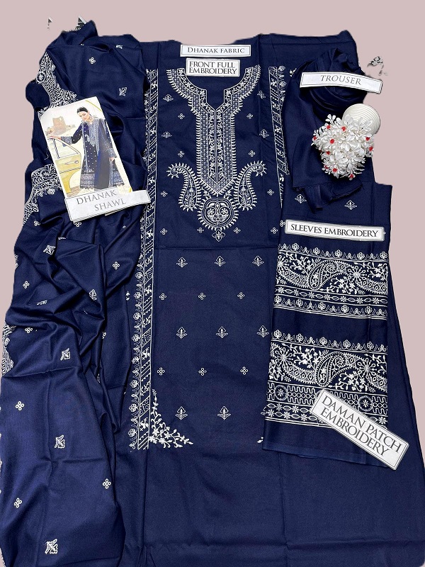 Zaha-Dhanak Embroidered 3pc Dress