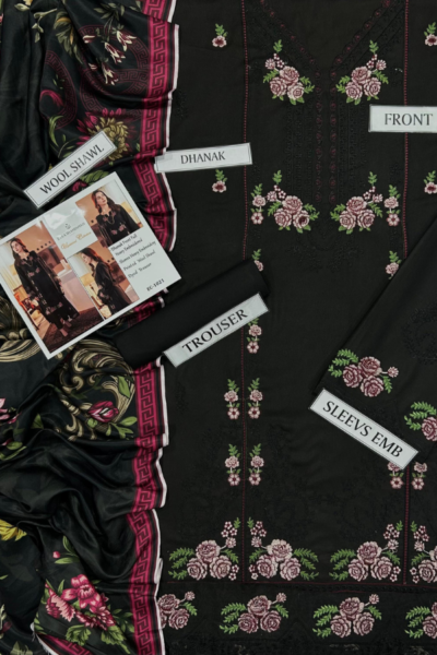 Zara Shahjahan – 3pc Khaddar Embroidered Black Dress