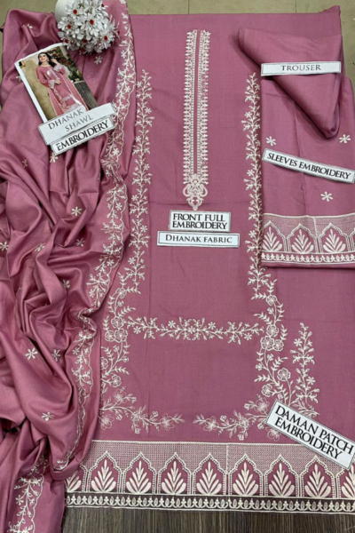 Zarqash-Dhanak Embroidered 3pc