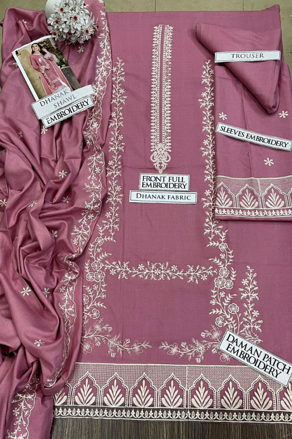 Zarqash-Dhanak Embroidered 3pc