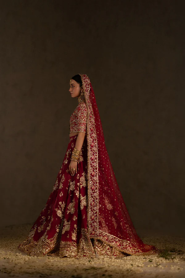 Zuria Dur- Luxury Bridal Lehenga with Heavy Gold Embroidery