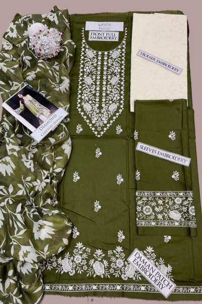 Cross Stitch-Lawn Embroiderd 3pc Dress with Chiffon Dupatta