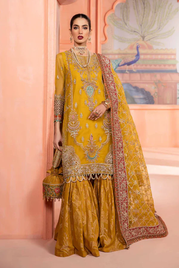 Maria B - Luxury Embroidered Mehndi Shahrara