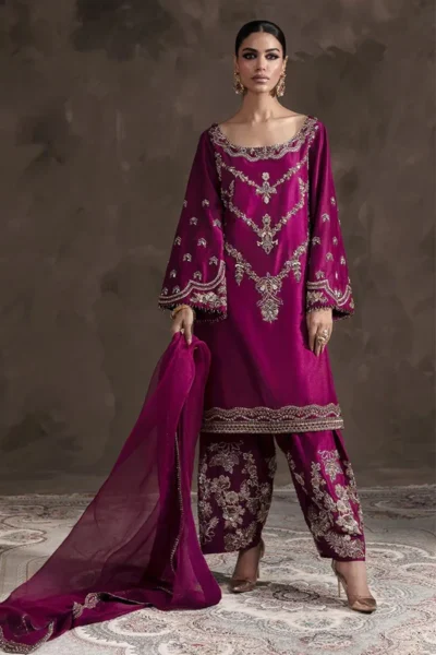 Abeera Usman - Irina Burgundy partywear 3pc Dress