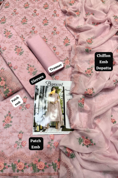 Bareeze Embroidered 3pc Embroidered Chiffon Dupatta