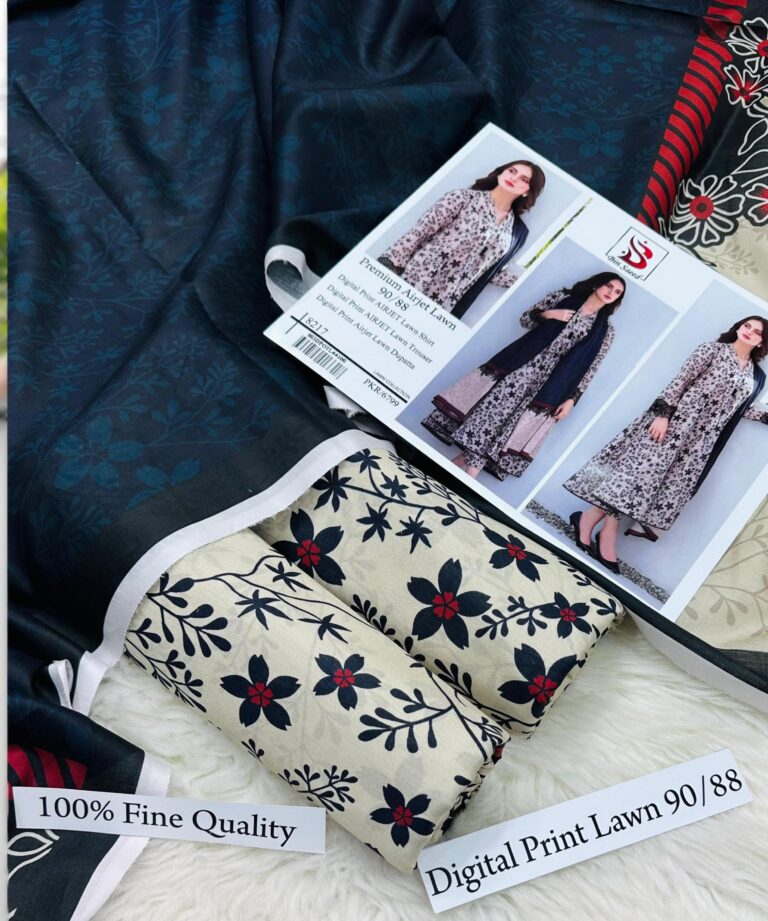 Bin Saeed - Digital Printed Lawn 3pc Dress