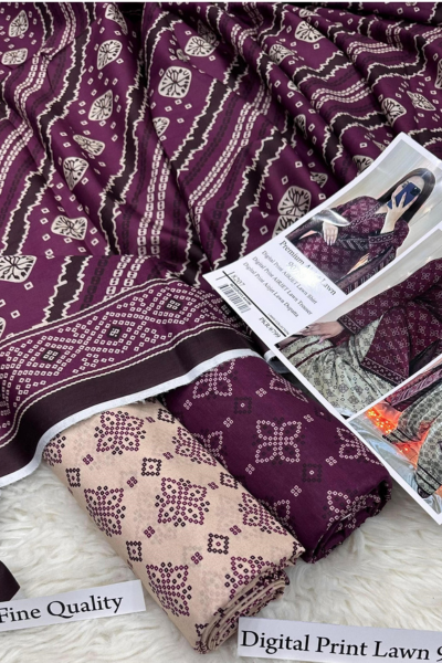 Bin Saeed - Digital Printed Lawn 3pc Dress