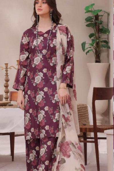 Digital Printed 3pc Lawn with Digital Lawn Dupatta