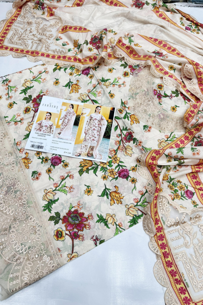 Digital Printed + Patches 3pc with voile Dupatta