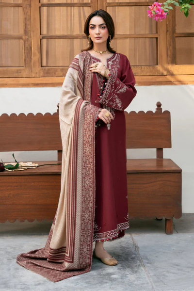 Izel-Embroidered Lawn 3pc with Chiffon Dupatta