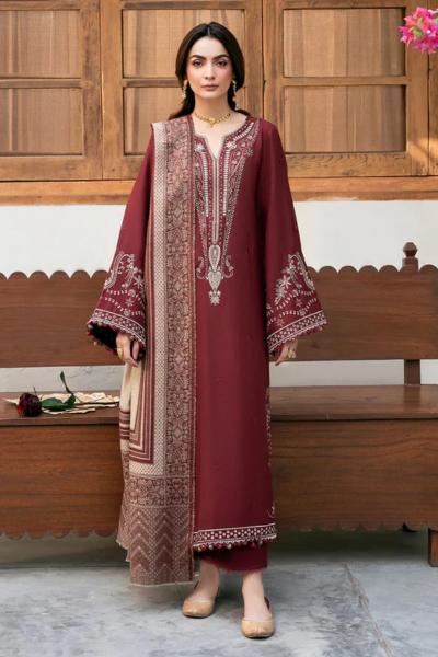 Izel-Embroidered Lawn 3pc with Chiffon Dupatta