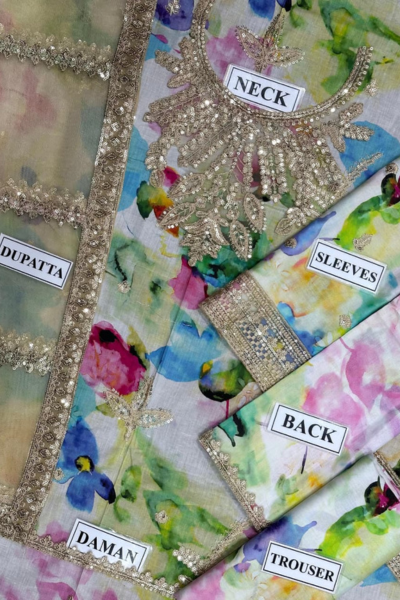 Iznik - Luxury Sequence Emb Lawn with Net Embroidered Dupatta