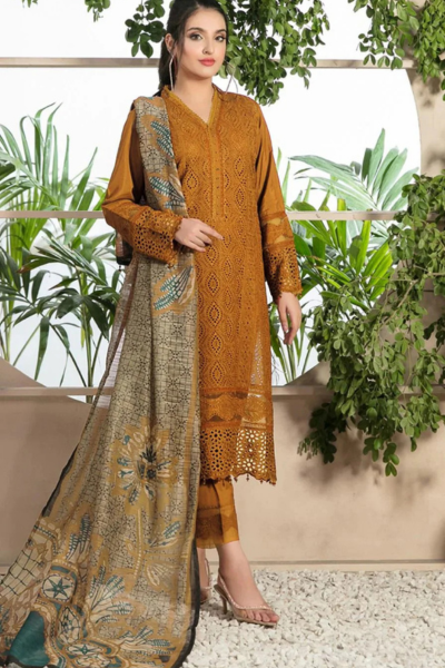 Lawn Chikankari With Digital Print Voil Dobby Dupatta