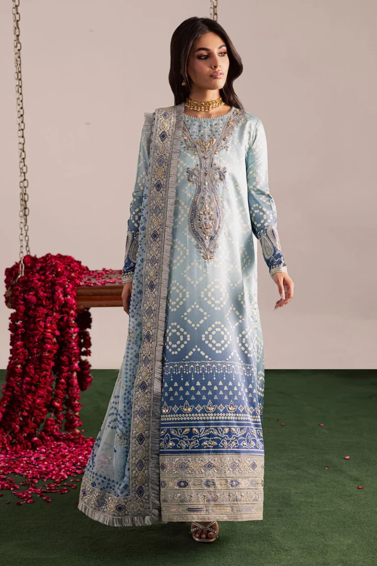Nureh-Printed Lawn + Patches + Chiffon Embroidery Dupatt