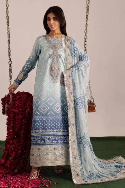 Nureh-Printed Lawn + Patches + Chiffon Embroidery Dupatt (3) Nureh-Printed Lawn + Patches + Chiffon Embroidery Dupatt