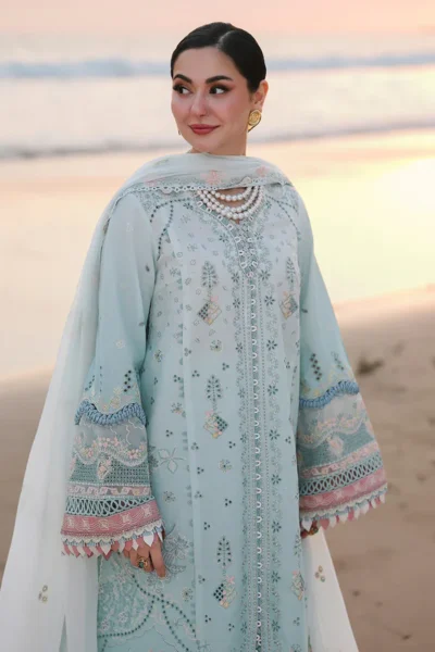 Qalamkar Sahil -Luxury Lawn Ayra 05 light blue suit