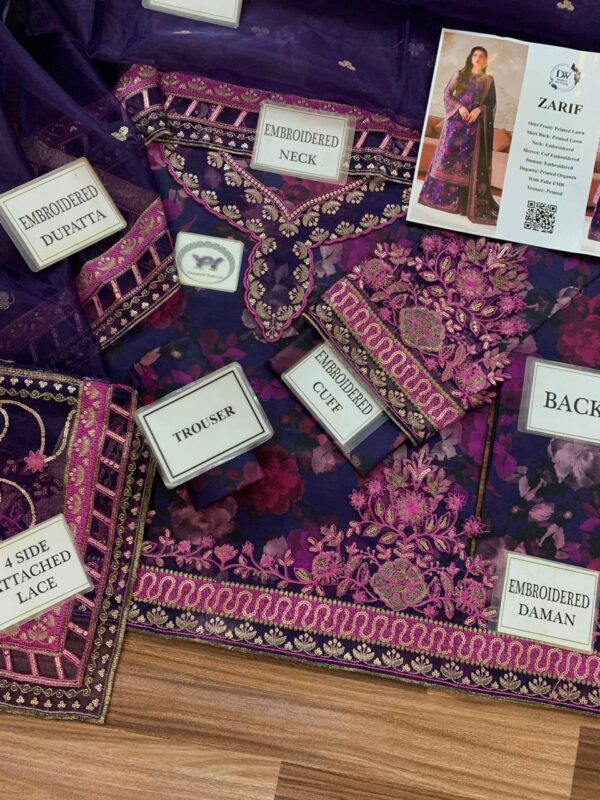 Zarif-Printed Lawn with Patches 3pc Organza Dupatta