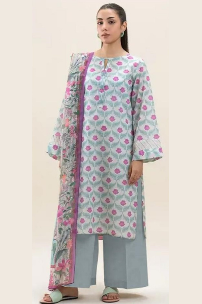 Beechtree-Printed Lawn 3pc and Lawn Dupatta (007)