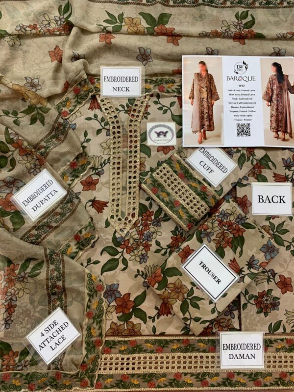 Baroque- Luxury Lawn Embroidered 3pc