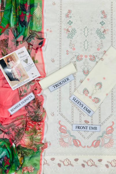 Fiona-Unstiched Chikankari Lawn 3pc