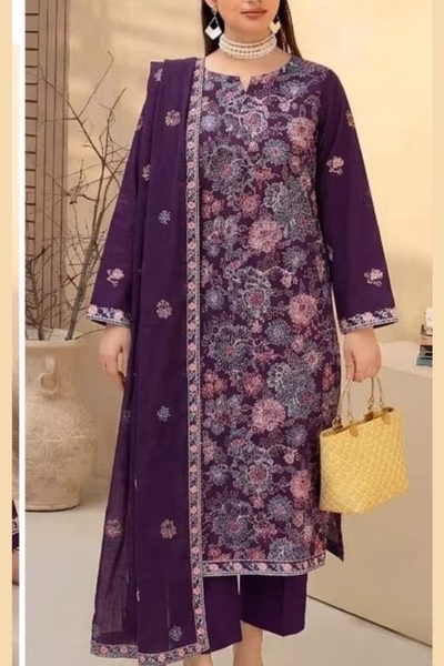 Bareeze Embroidered Lawn 3pc Dress