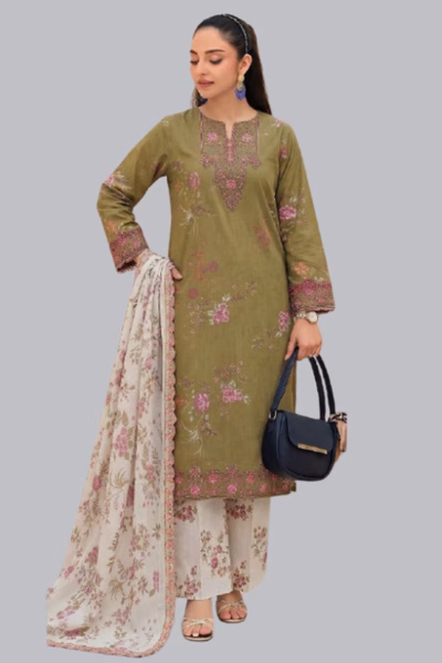 Digital Printed Lawn 3pc with patches (03)