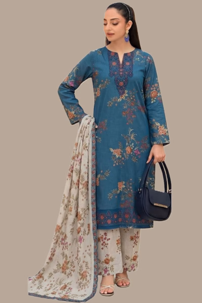 Digital Printed Lawn 3pc with patches (03)