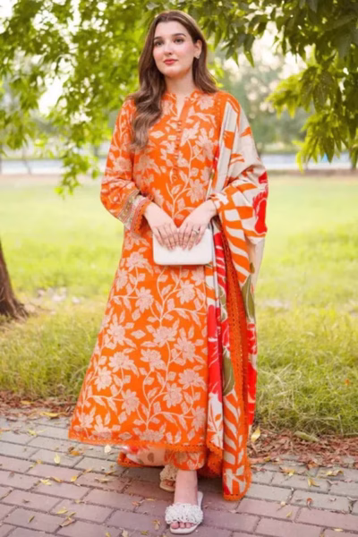 Aneela's- Printed Lawn 3pc with with Patches