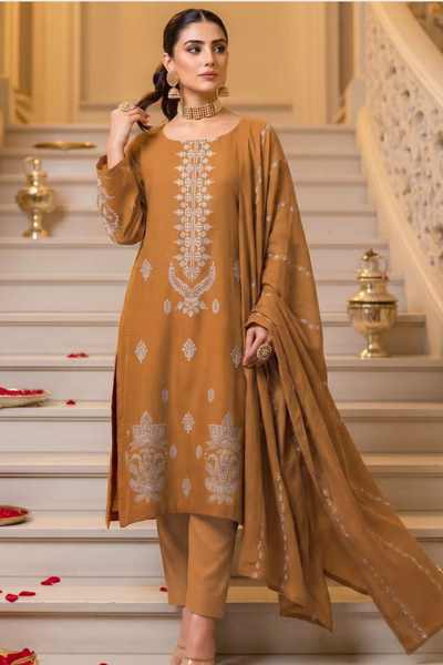 Embroidered 3pc Lawn & Embroidered Chiffon Dupatta