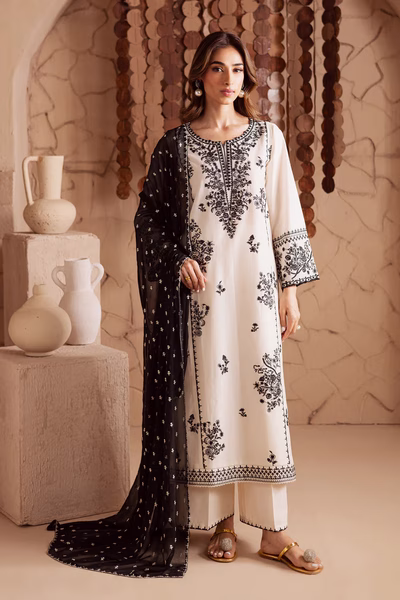 embroidered -lawn-3pc with -embroidery -chiffon -dupatta-nayab-collection