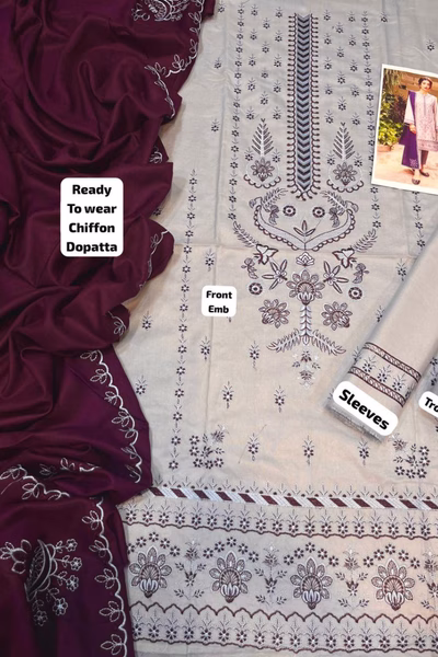 Jazmin-Embroidered Lawn 3pc Dress (1) Jazmin-Embroidered Lawn 3pc Dress