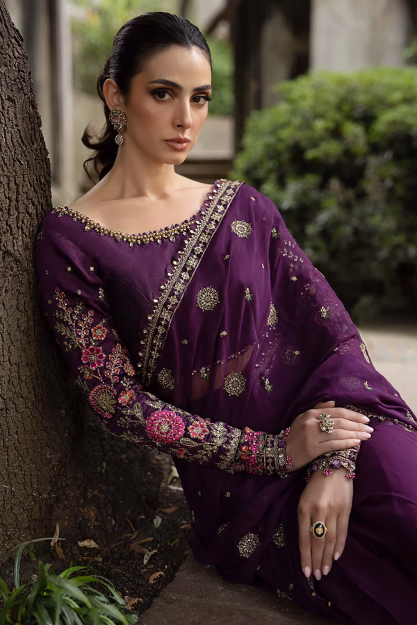 Maria.B Premium Embroidered Chiffon Saree