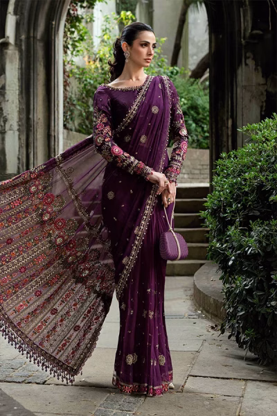 Maria.B Premium Embroidered Chiffon Saree