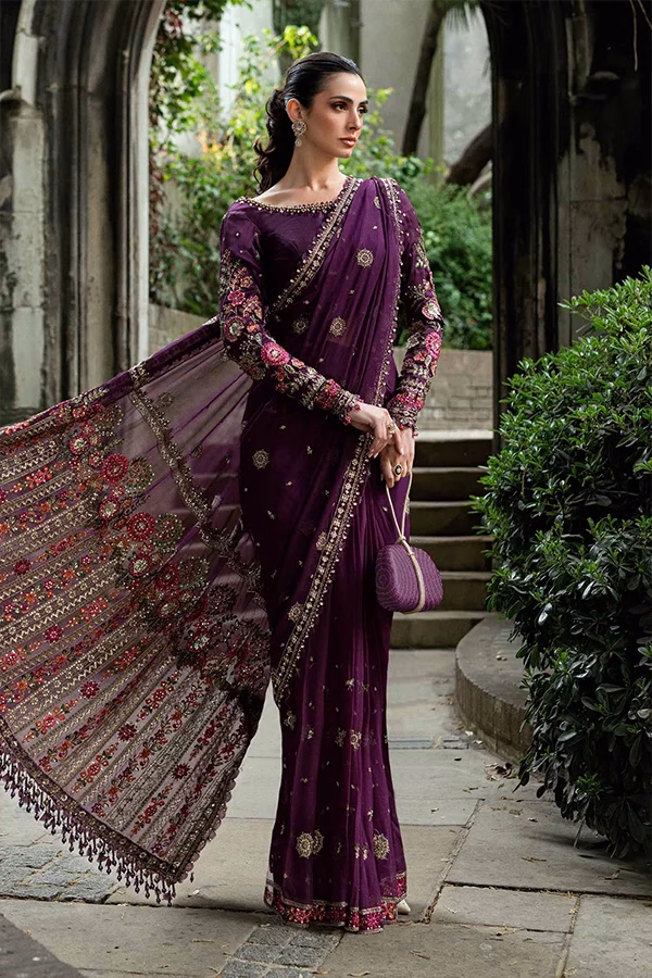 Maria.B Premium Embroidered Chiffon Saree