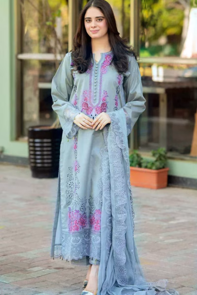 Mushq-Lawn Embroidered Chikankari 3p Dress