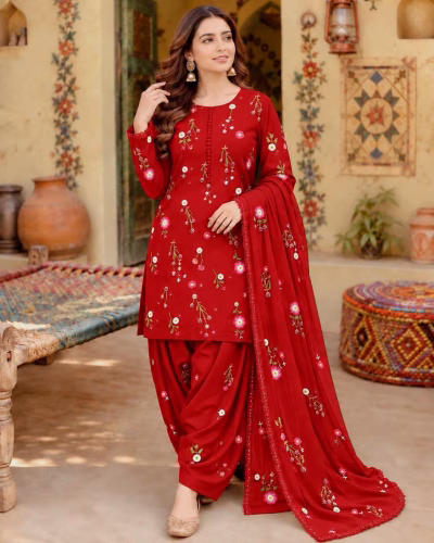 Embroidered Dhanak 3pc collection