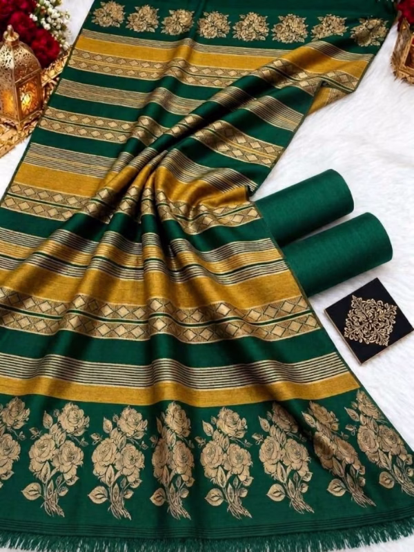 Danak Fancy Wool Shawl 3-Piece Bottle Green Suit