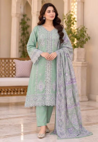 Gulposh by Misbah Mint Green Embroidered Suit